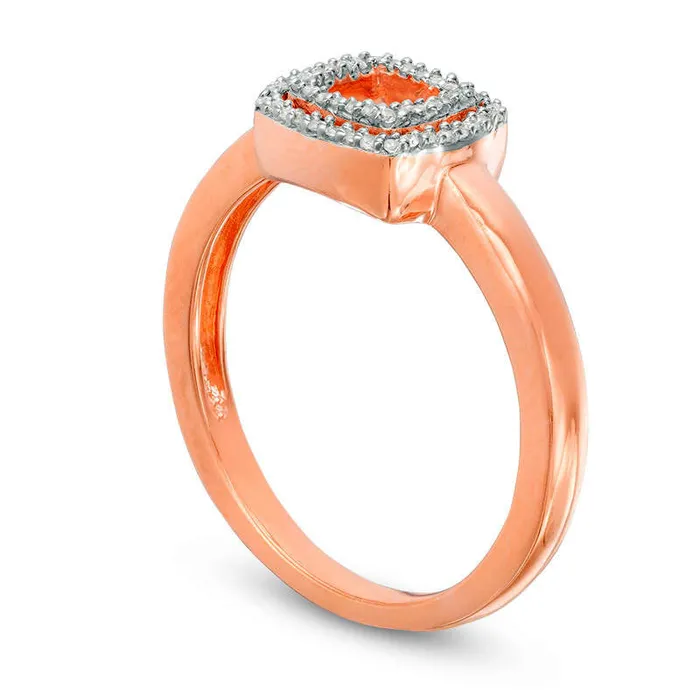 Rings Goldia 010 CT TW Natural Diamond Double Square Ring in Solid 10K Rose Gold Rings Goldia 010 CT TW Natural Diamond Double Square Ring in Solid 10K Rose Gold