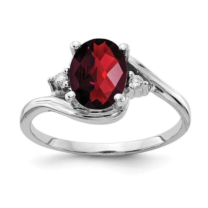 Rings Goldia 14k White Gold 8x6mm Oval Garnet VS Diamond ring