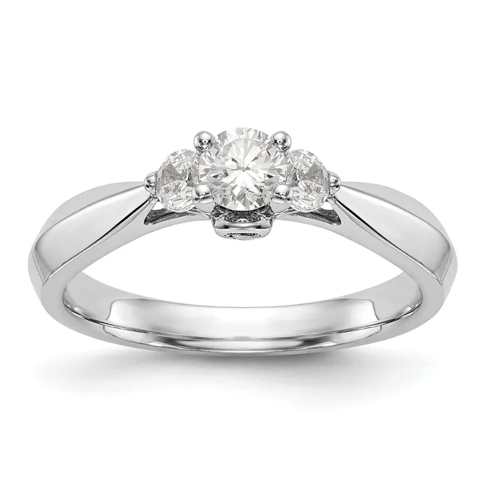 Rings Goldiacom 14K White Gold 3 Stone Simulated Diamond Engagement Ring Rings Goldiacom 14K White Gold 3 Stone Simulated Diamond Engagement Ring