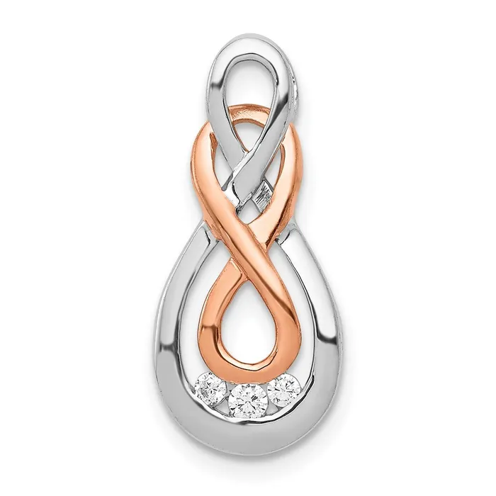 Rings Goldia Solid 14k Twotone White and Rose Gold Simulated CZ Double Infinity Chain Slide Rings Goldia Solid 14k Twotone White and Rose Gold Simulated CZ Double Infinity Chain Slide