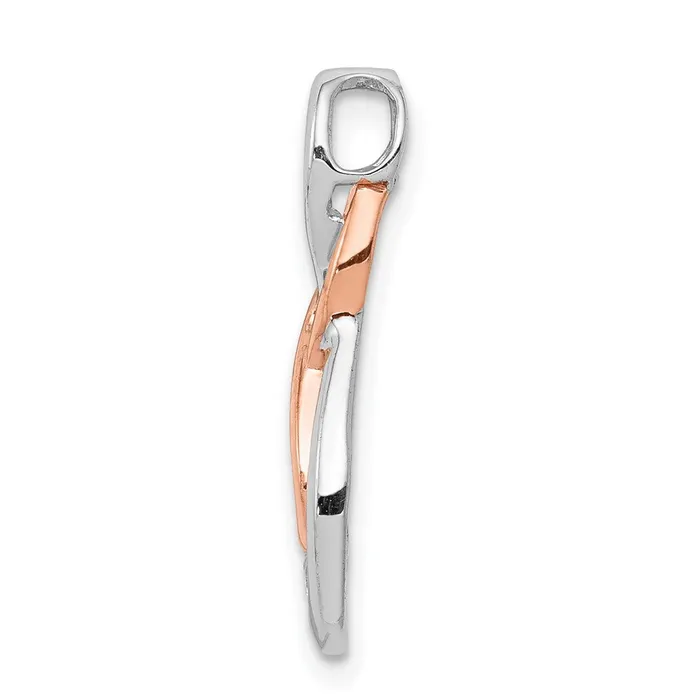Rings Goldia Solid 14k Twotone White and Rose Gold Simulated CZ Double Infinity Chain Slide