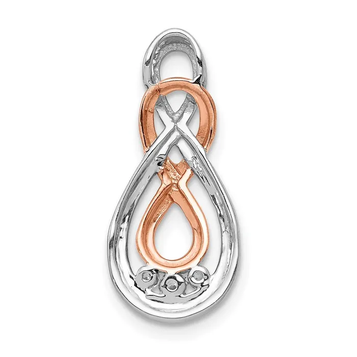 Rings Goldia Solid 14k Twotone White and Rose Gold Simulated CZ Double Infinity Chain Slide