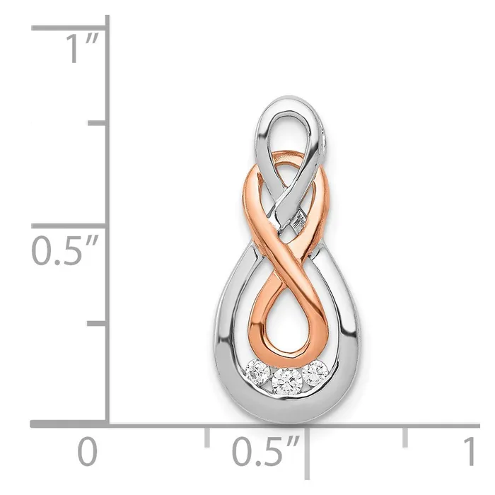 Rings Goldia Solid 14k Twotone White and Rose Gold Simulated CZ Double Infinity Chain Slide