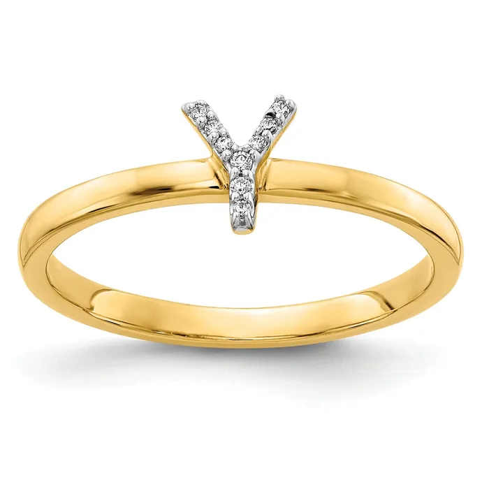 Rings Goldia Solid 14k Yellow Gold Simulated CZ Initial Y Ring