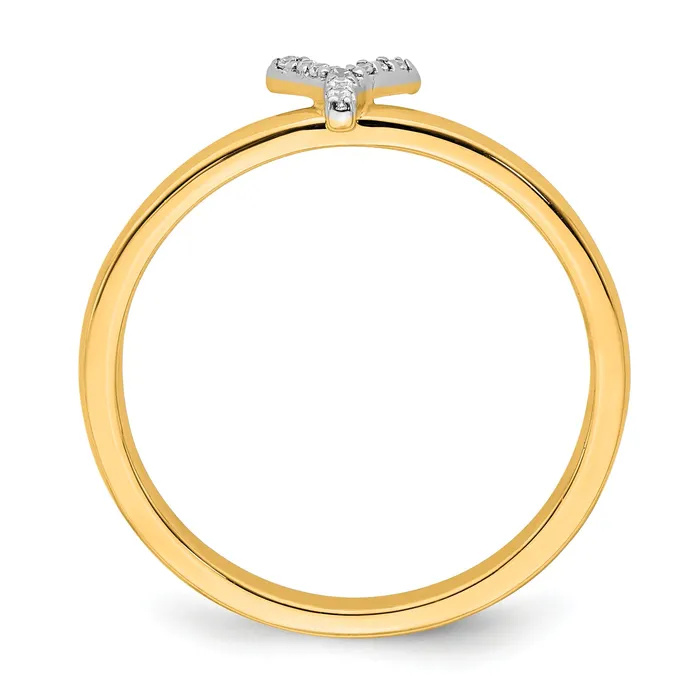 Rings Goldia Solid 14k Yellow Gold Simulated CZ Initial Y Ring