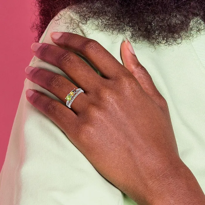 Rings Goldia Sterling Silver RHplated 102tw PECIGAWT Bypass Ring