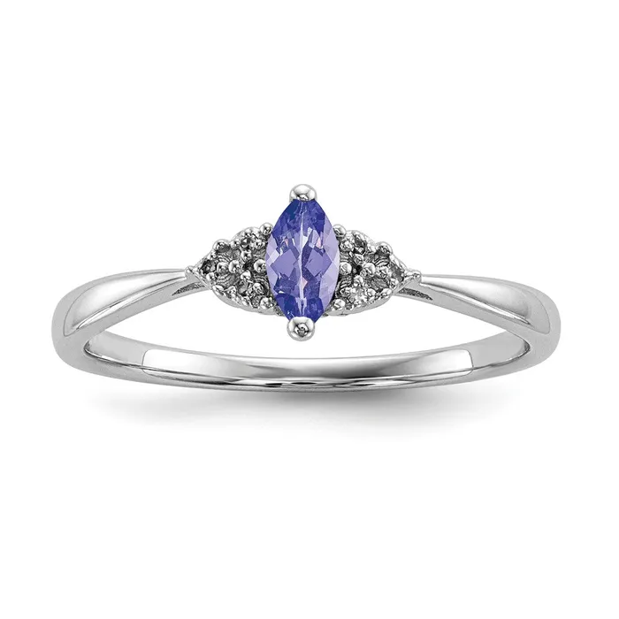 Rings Goldia Sterling Silver Rhodium Diamond and Tanzanite Ring