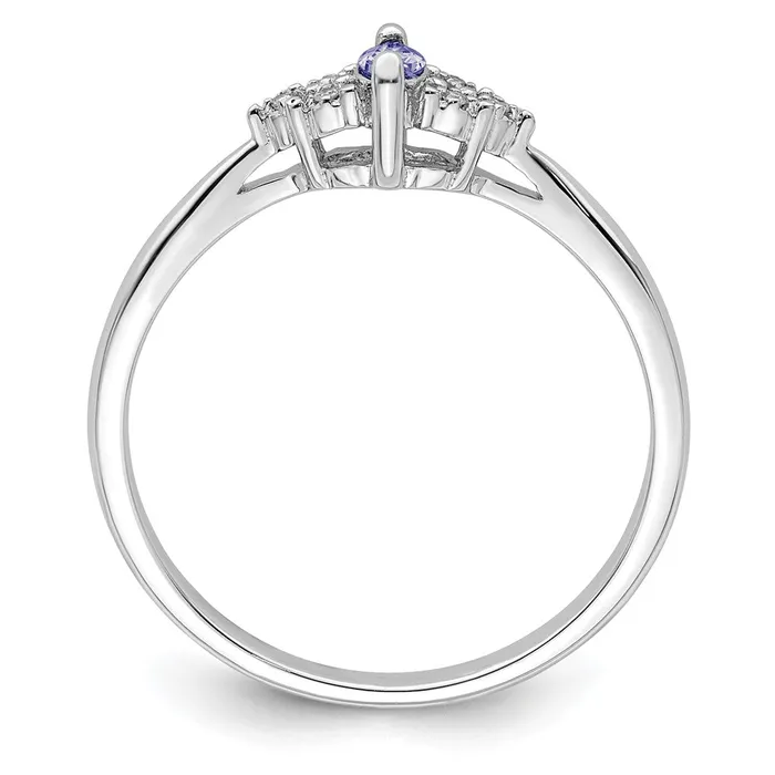Rings Goldia Sterling Silver Rhodium Diamond and Tanzanite Ring