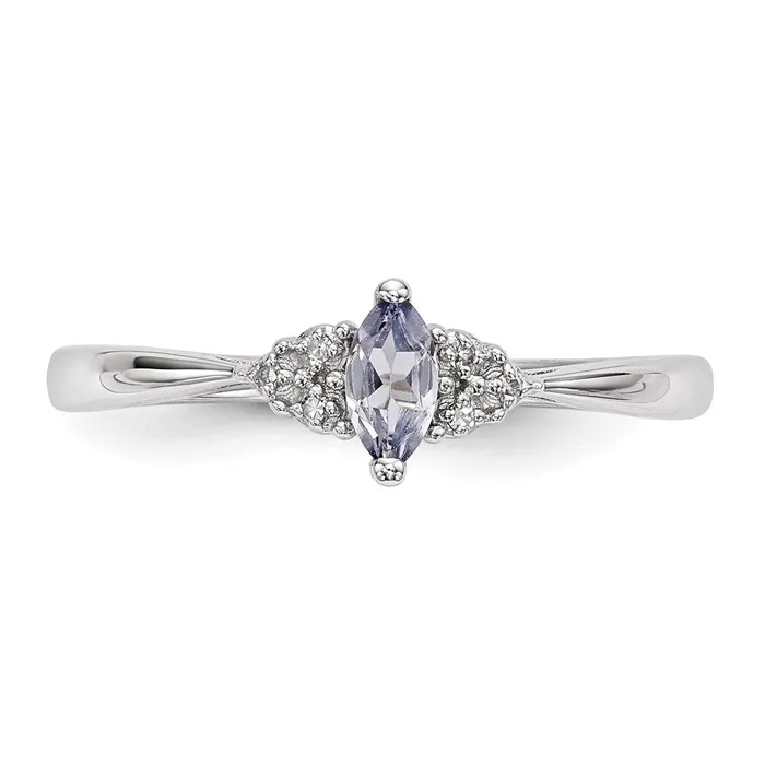 Rings Goldia Sterling Silver Rhodium Diamond and Tanzanite Ring