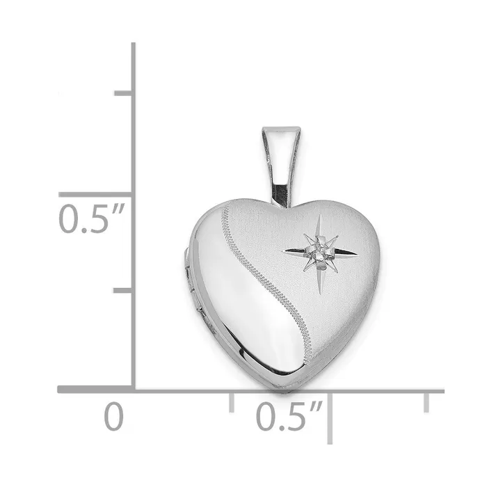 Rings Goldia Sterling Silver Rhodiumplated u0026 Dia Polished and Satin 12mm Heart Locket