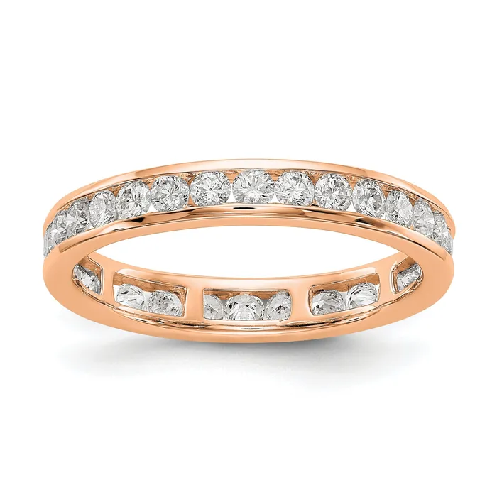 Rings Solid Real 14k Rose Gold Polished 1ct Channel Set CZ Eternity Wedding Band Ring Goldia Rings Solid Real 14k Rose Gold Polished 1ct Channel Set CZ Eternity Wedding Band Ring Goldia