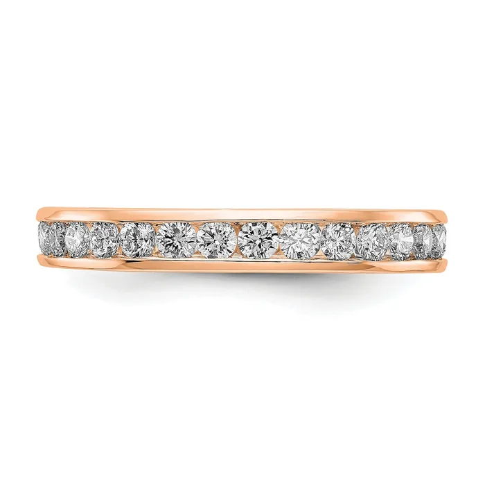 Rings Solid Real 14k Rose Gold Polished 1ct Channel Set CZ Eternity Wedding Band Ring Goldia
