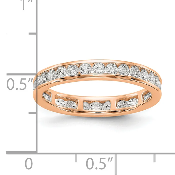 Rings Solid Real 14k Rose Gold Polished 1ct Channel Set CZ Eternity Wedding Band Ring Goldia