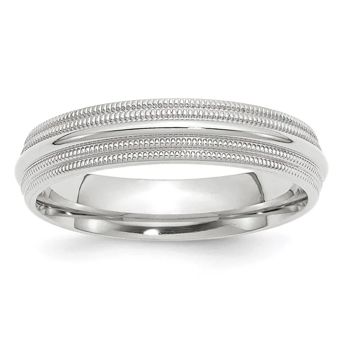 Solid 14K White Gold 5mm Double Milgrain Comfort Fit MensWomens Wedding Band Ring Size 8 Goldia Rings Solid 14K White Gold 5mm Double Milgrain Comfort Fit MensWomens Wedding Band Ring Size 8 Goldia Rings