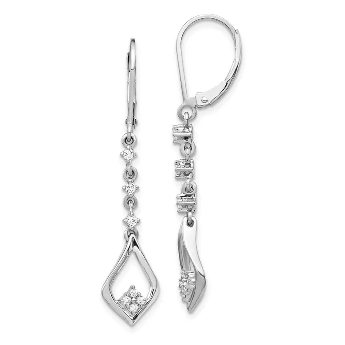 Solid 14k White Gold Simulated CZ LeverbacK Dangle Earrings Goldia Earrings Solid 14k White Gold Simulated CZ LeverbacK Dangle Earrings Goldia Earrings