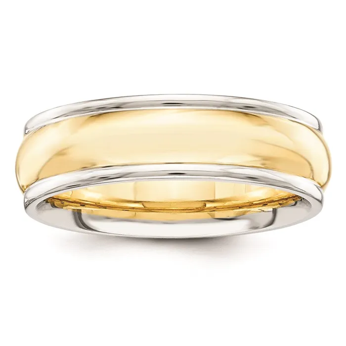 Solid 18K Yellow Gold TwoTone 6mm Domed Size 5 Wedding MensWomens Wedding Band Ring Goldia Rings Solid 18K Yellow Gold TwoTone 6mm Domed Size 5 Wedding MensWomens Wedding Band Ring Goldia Rings