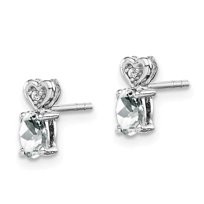 Sterling Silver Rhodiumplated White Topaz u0026 Diamond Earrings Goldia Earrings