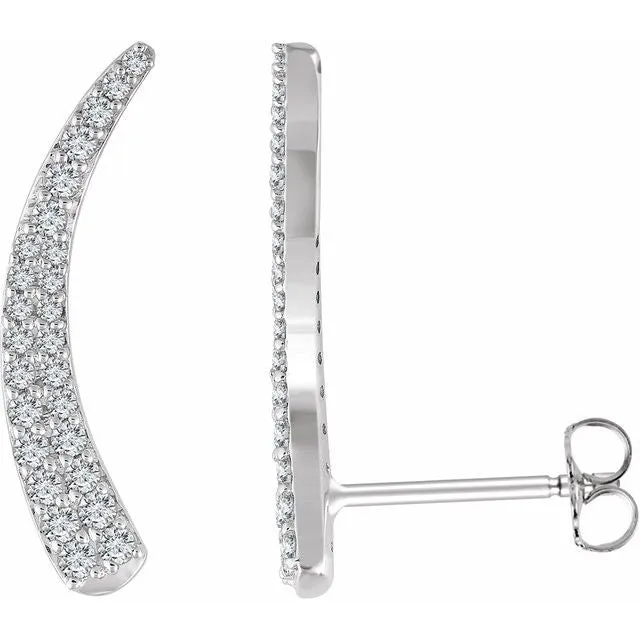 14K White 38 CTW Diamond Ear Climbers TreasureFineJewelers Earrings