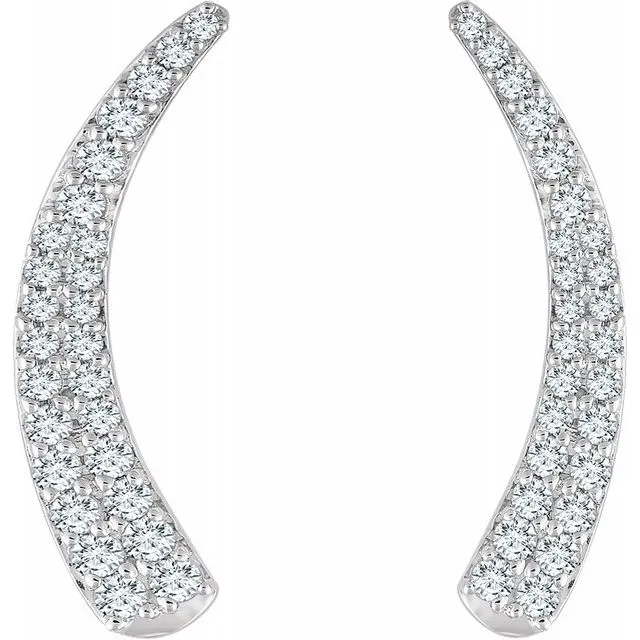 14K White 38 CTW Diamond Ear Climbers TreasureFineJewelers Earrings