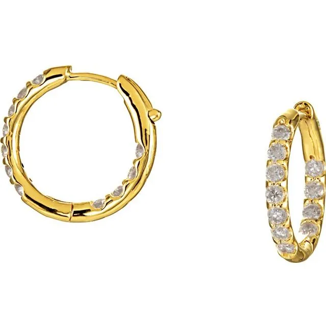 14K Yellow 1 18 CTW Diamond InsideOutside Hinged 185 mm Hoop Earrings TreasureFineJewelers Earrings 14K Yellow 1 18 CTW Diamond InsideOutside Hinged 185 mm Hoop Earrings TreasureFineJewelers Earrings