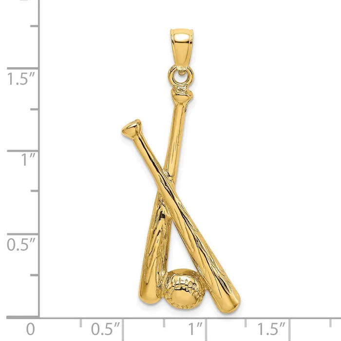 Charm Necklaces 14K 2D Baseball Bats and Ball Charm TreasureFineJewelers