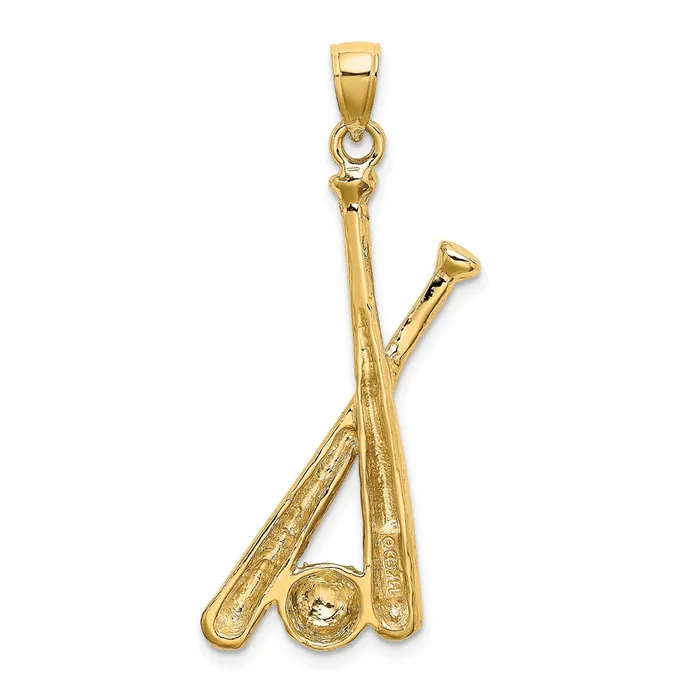 Charm Necklaces 14K 2D Baseball Bats and Ball Charm TreasureFineJewelers