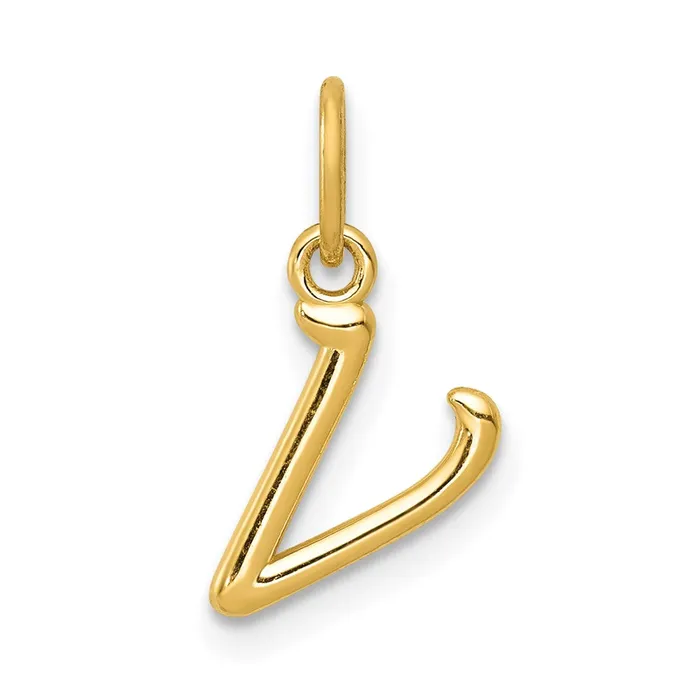 Charm Necklaces 14k Yellow Gold Letter V Initial Charm TreasureFineJewelers