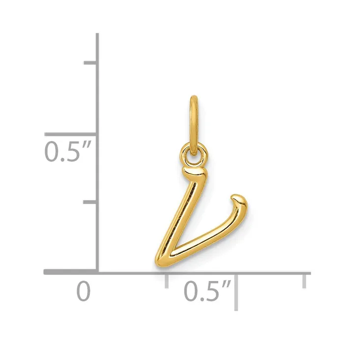 Charm Necklaces 14k Yellow Gold Letter V Initial Charm TreasureFineJewelers