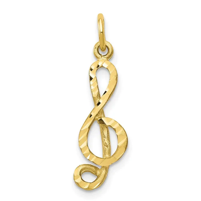 Charm Necklaces TreasureFineJewelers 10k Medium Solid Treble Clef Charm