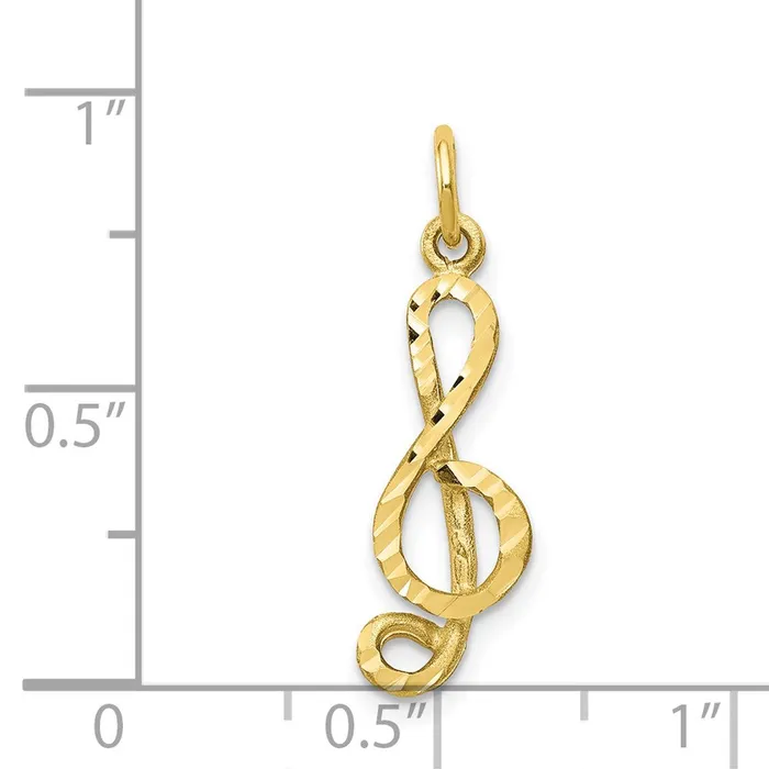 Charm Necklaces TreasureFineJewelers 10k Medium Solid Treble Clef Charm