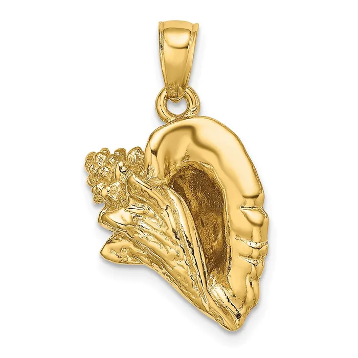 Charm Necklaces TreasureFineJewelers 14K 3D Conch Shell Charm