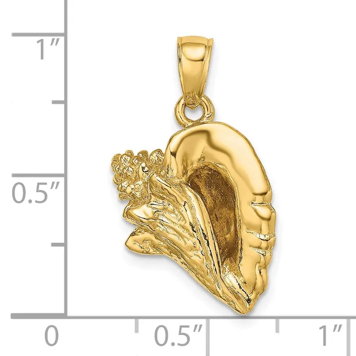 Charm Necklaces TreasureFineJewelers 14K 3D Conch Shell Charm