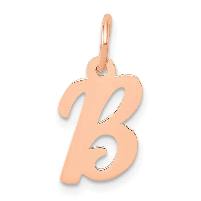Charm Necklaces TreasureFineJewelers 14k Rose Gold Small Script Letter B Initial Charm Charm Necklaces TreasureFineJewelers 14k Rose Gold Small Script Letter B Initial Charm