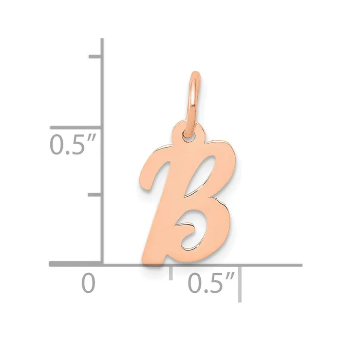 Charm Necklaces TreasureFineJewelers 14k Rose Gold Small Script Letter B Initial Charm