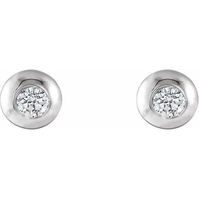 Earrings TreasureFineJewelers 14K White Gold 15 CTW Natural Diamond Domed Stud Earring