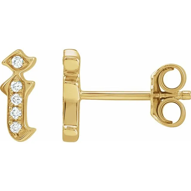 Earrings TreasureFineJewelers 14K Yellow Gold 02 CTW Diamond Single Gothic Initial I Earring Earrings TreasureFineJewelers 14K Yellow Gold 02 CTW Diamond Single Gothic Initial I Earring