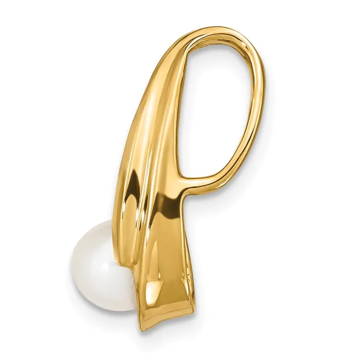 Earrings TreasureFineJewelers 14k Yellow Gold 6mm White Round Freshwater Cultured Pearl Slide