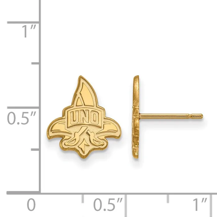 Earrings TreasureFineJewelers 14K Yellow Gold University of New Orleans Small Post Earrings