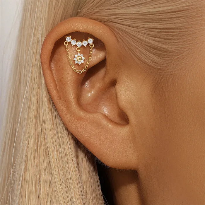 Earrings Trendolla Jewelry 925 Silver Round Drop Chain Flat Back Earrings