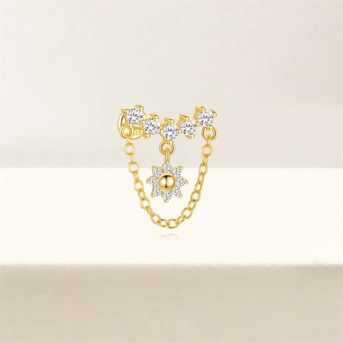 Earrings Trendolla Jewelry 925 Silver Round Drop Chain Flat Back Earrings
