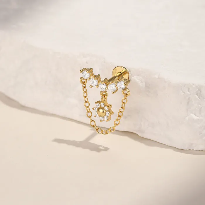 Earrings Trendolla Jewelry 925 Silver Round Drop Chain Flat Back Earrings