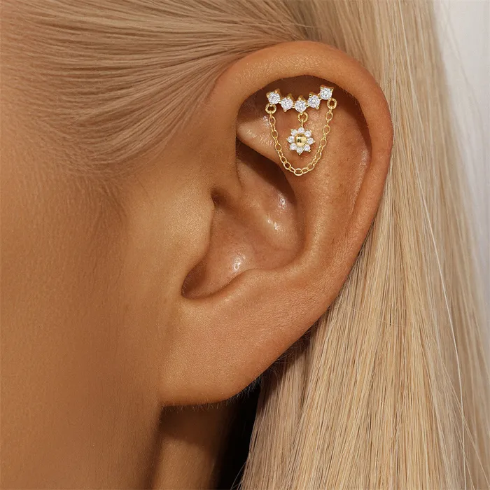 Earrings Trendolla Jewelry 925 Silver Round Drop Chain Flat Back Earrings