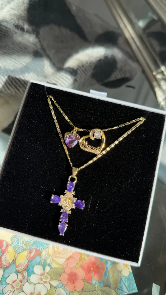 MP Jewelry Necklaces Lavender Blessed Mama Necklace Set
