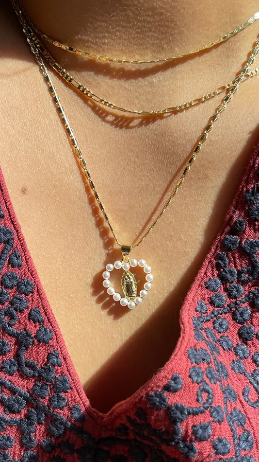 MP Jewelry Necklaces Virgin Mary Pearl Heart Necklace