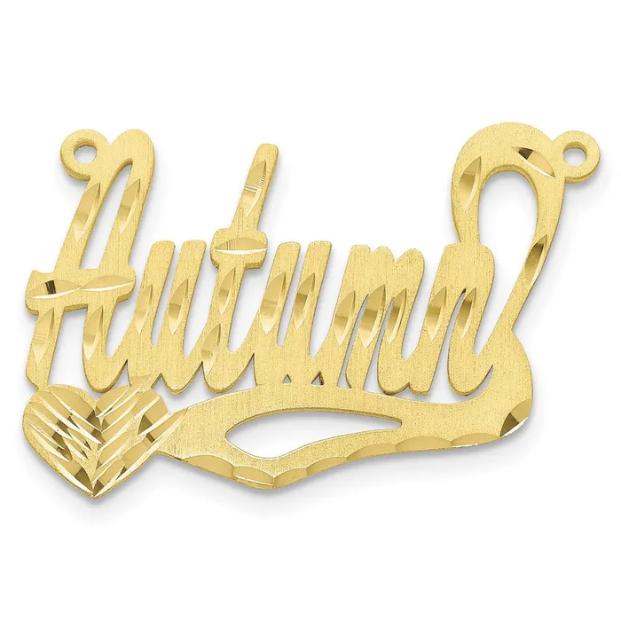 Necklaces 10K Satin Diamondcut Heart Name Plate TreasureFineJewelers