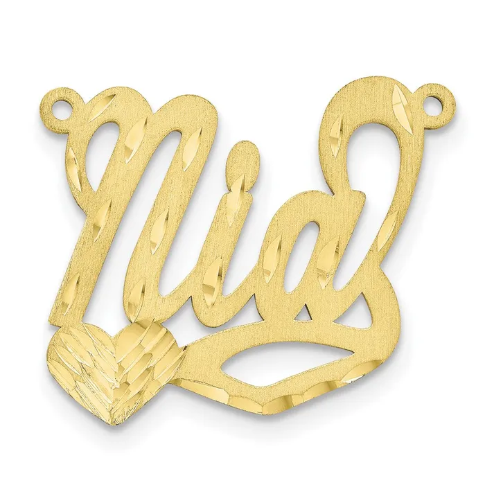 Necklaces 10K Satin Diamondcut Heart Name Plate TreasureFineJewelers
