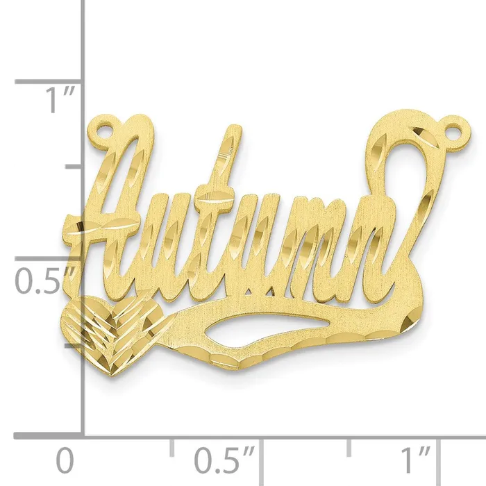 Necklaces 10K Satin Diamondcut Heart Name Plate TreasureFineJewelers