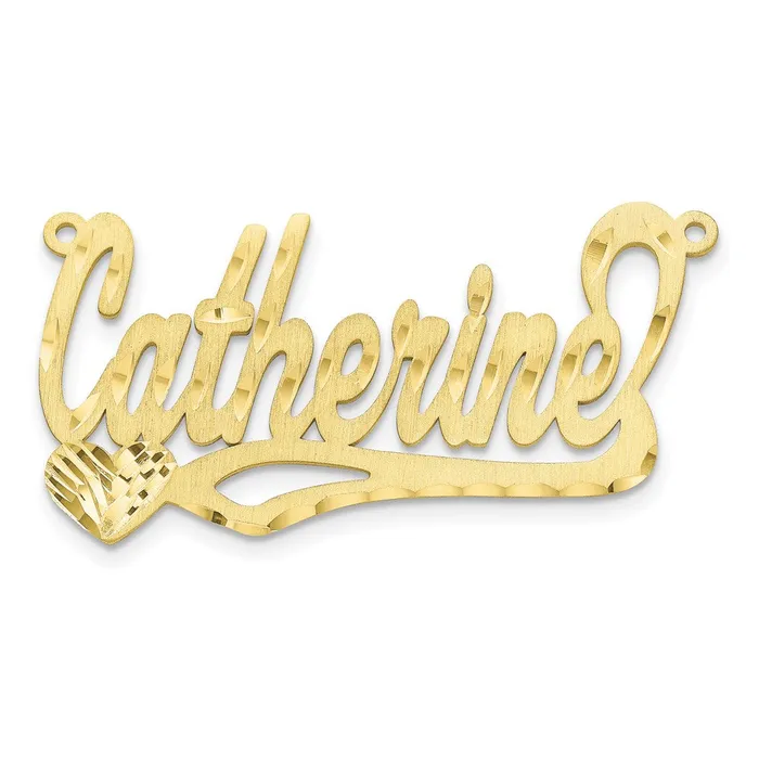 Necklaces 10K Satin Diamondcut Heart Name Plate TreasureFineJewelers