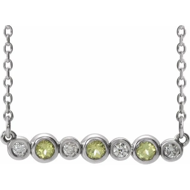 Necklaces 14K White Peridot 08 CTW Diamond BezelSet Bar 1618 Necklace TreasureFineJewelers Necklaces 14K White Peridot 08 CTW Diamond BezelSet Bar 1618 Necklace TreasureFineJewelers