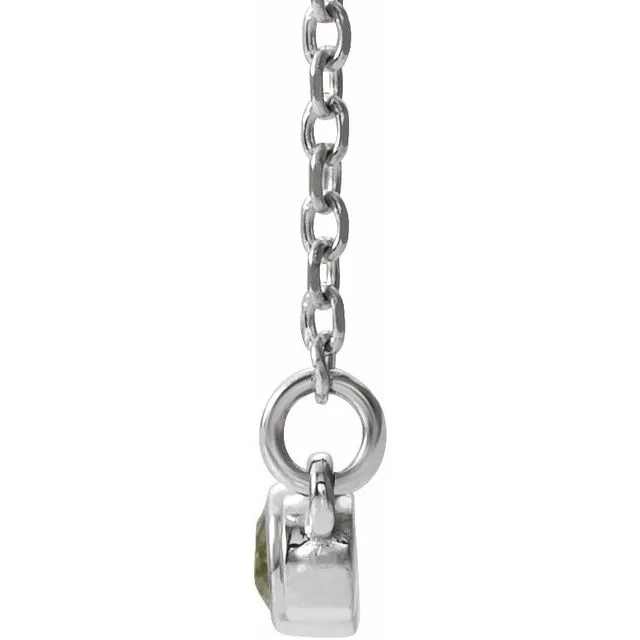 Necklaces 14K White Peridot 08 CTW Diamond BezelSet Bar 1618 Necklace TreasureFineJewelers